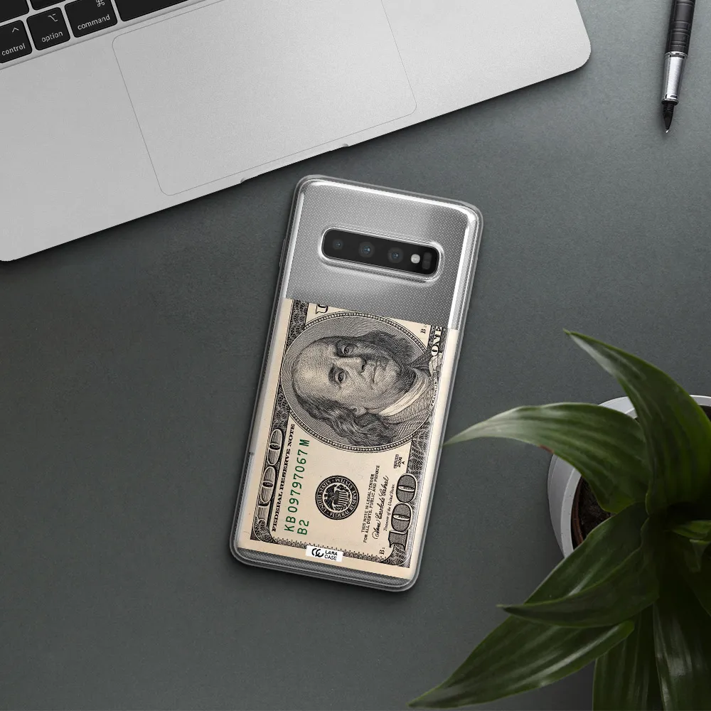 A Close-Up Of A Money Bill Samsung S10 Plus Clear Tpu Case