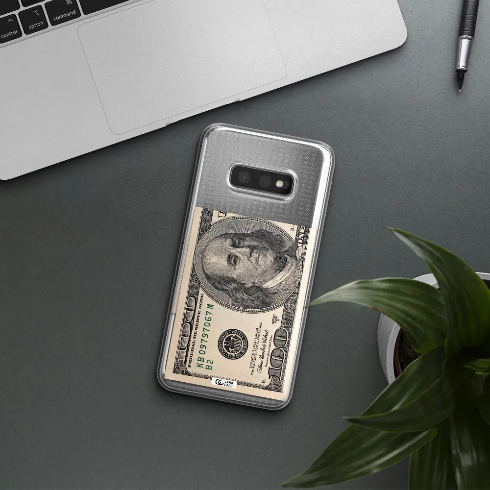 A Close-Up Of A Money Bill Samsung S10E Clear Tpu Case