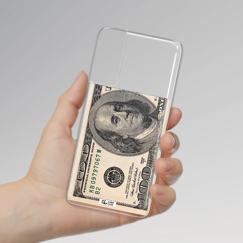 A Close-Up Of A Money Bill Samsung S21 Plus Clear Tpu Case