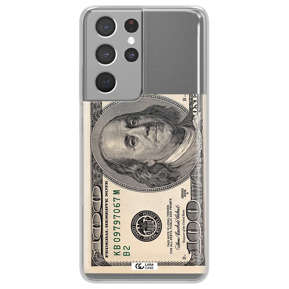 A Close-Up Of A Money Bill Samsung S21 Ultra Clear Tpu Case