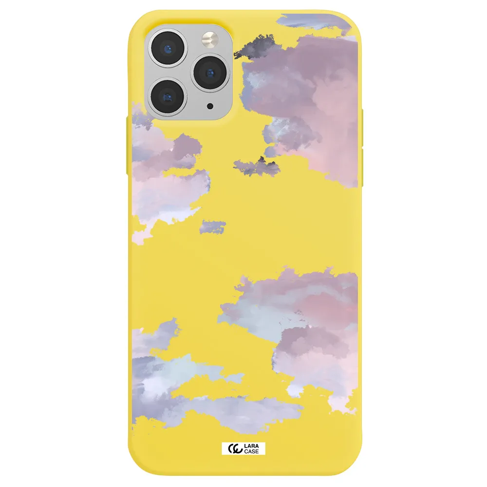 a close-up of a cloud Apple iPhone 11 pro max Silicone canary yellow Case