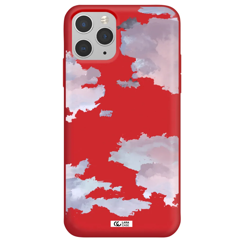 a close-up of a cloud Apple iPhone 11 pro max Silicone Imperial Red Case