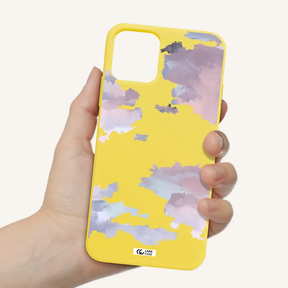 a close-up of a cloud Apple iPhone 11 pro Silicone canary yellow Case