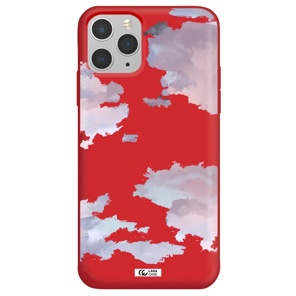 a close-up of a cloud Apple iPhone 11 pro Silicone Imperial Red Case