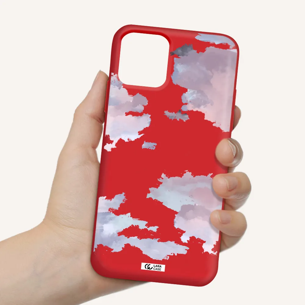a close-up of a cloud Apple iPhone 11 pro Silicone Imperial Red Case