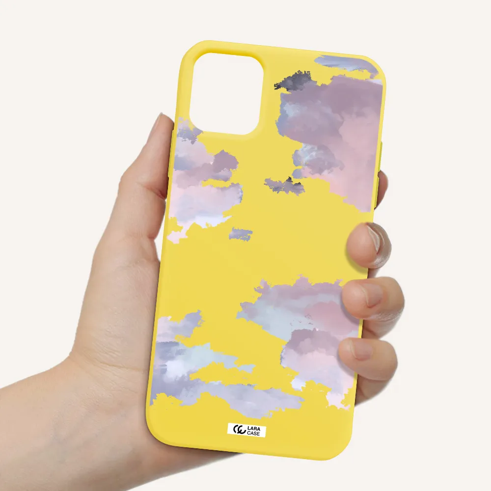 a close-up of a cloud Apple iPhone 11 Silicone canary yellow Case