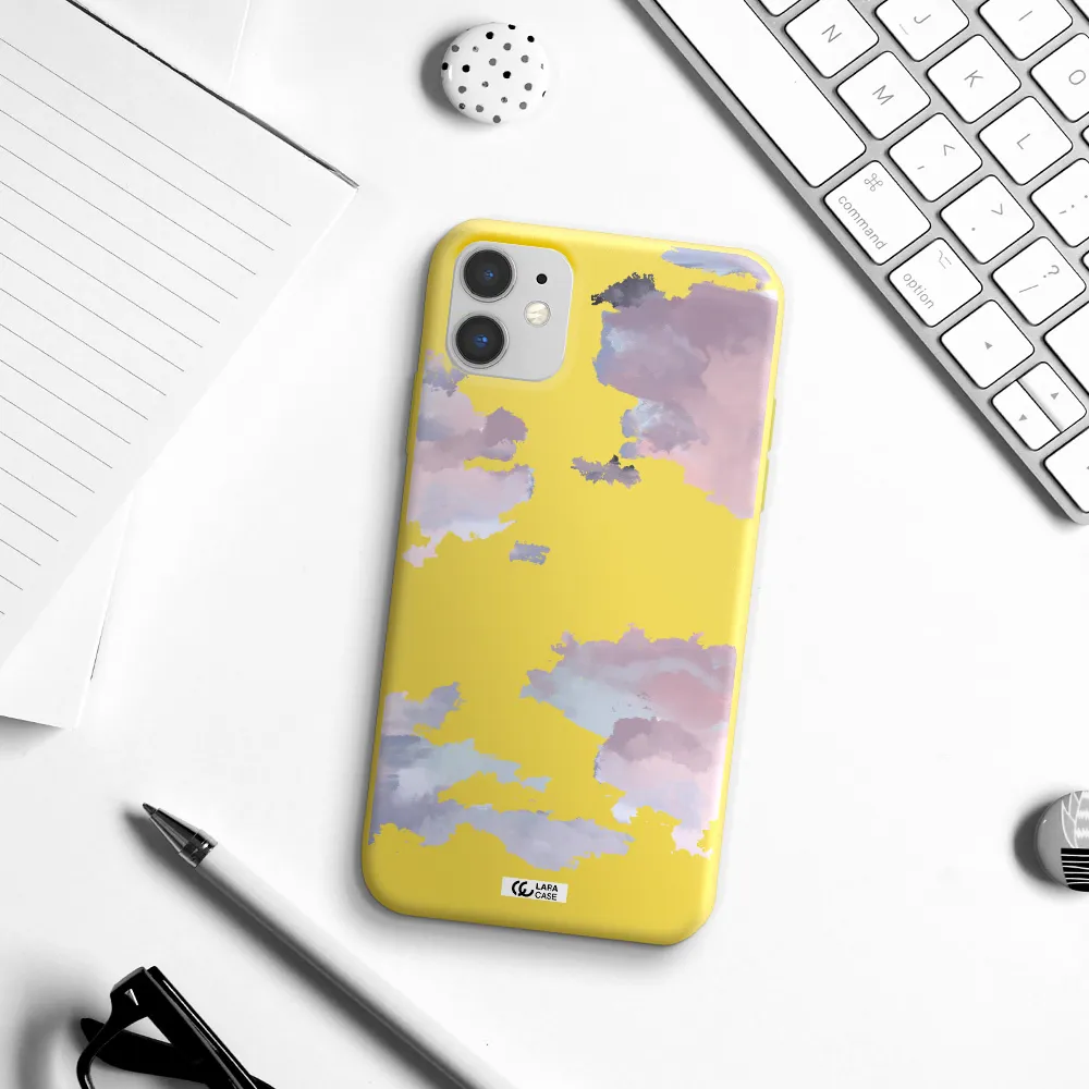 a close-up of a cloud Apple iPhone 11 Silicone canary yellow Case
