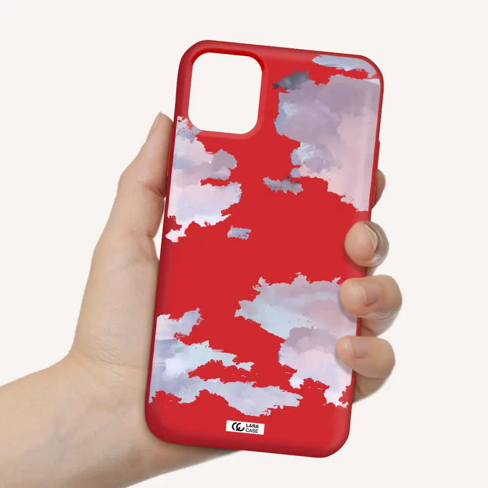 a close-up of a cloud Apple iPhone 11 Silicone Imperial Red Case