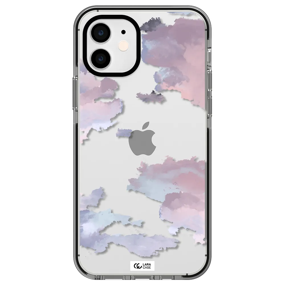 a close-up of a cloud Apple iPhone 12 impact black border Case