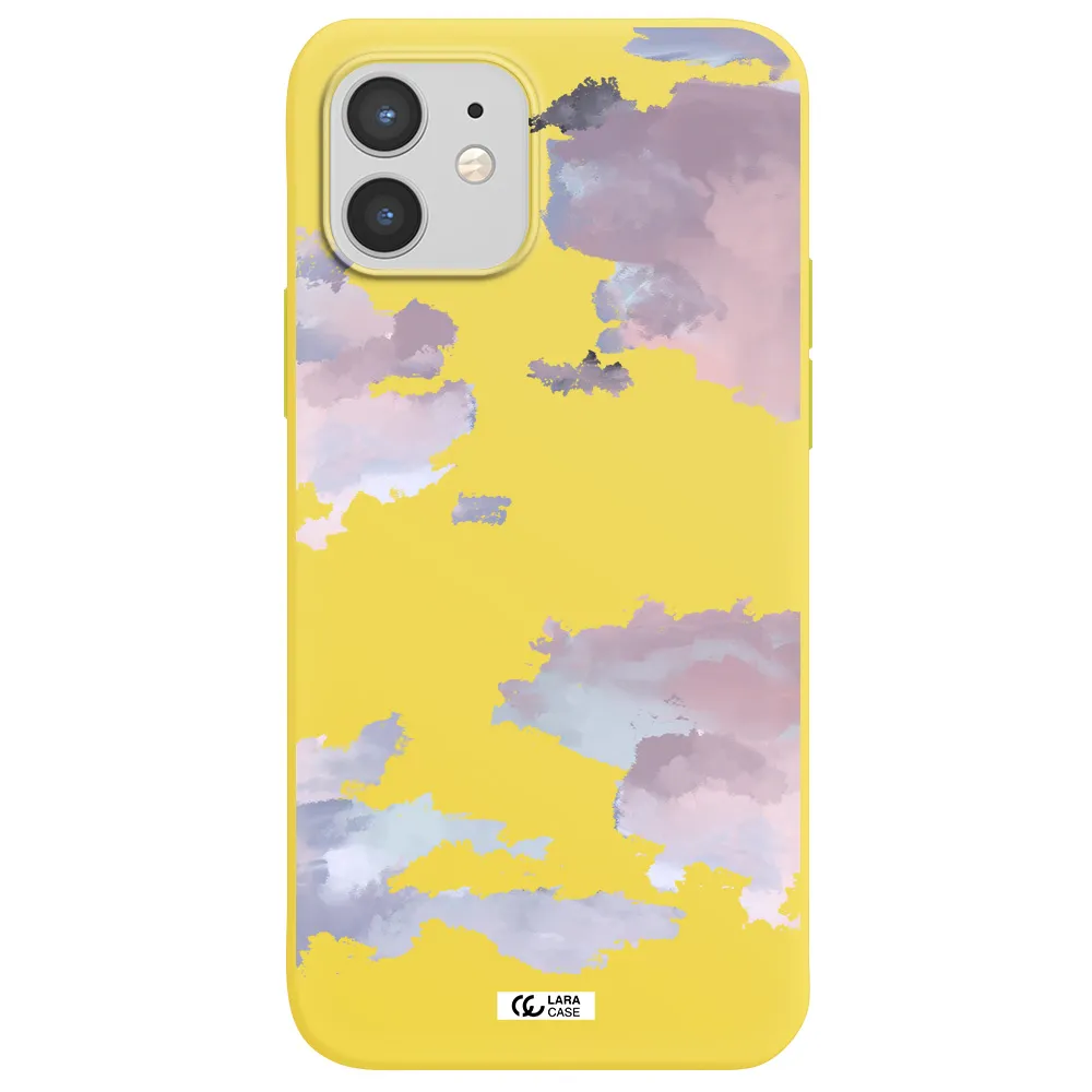 a close-up of a cloud Apple iPhone 12 mini Silicone canary yellow Case