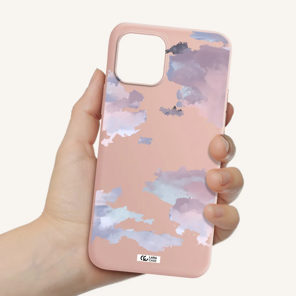 a close-up of a cloud Apple iPhone 12 mini Silicone pastel pink Case