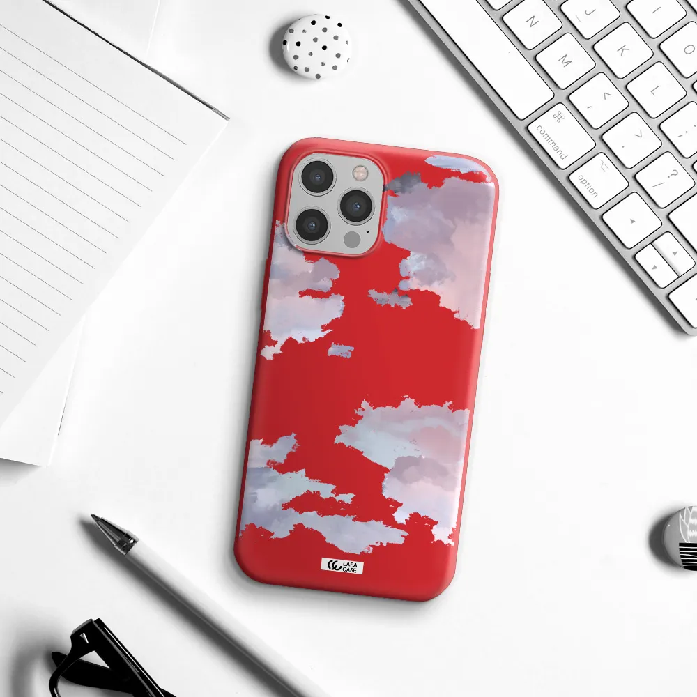 a close-up of a cloud Apple iPhone 12 pro max Silicone Imperial Red Case