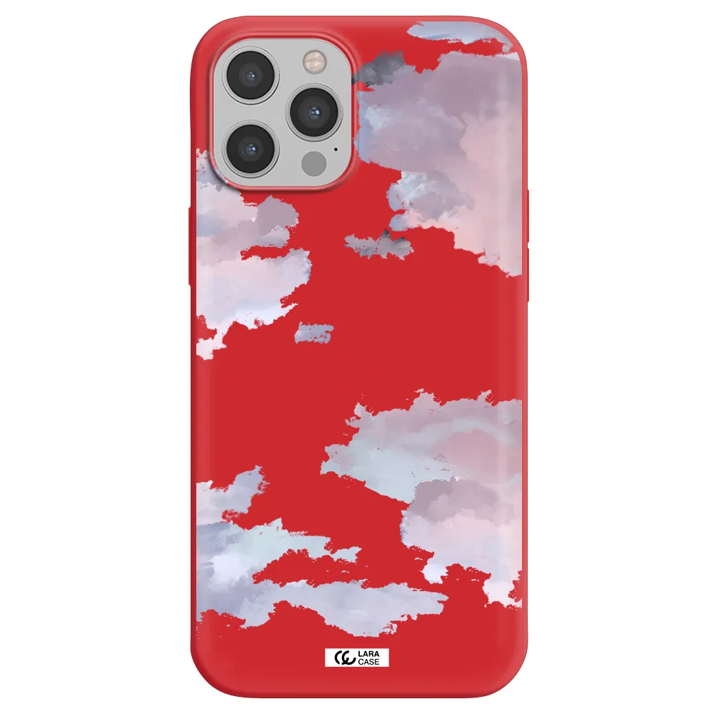a close-up of a cloud Apple iPhone 12 pro Silicone Imperial Red Case