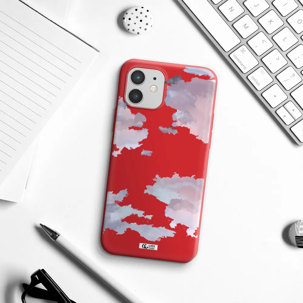 a close-up of a cloud Apple iPhone 12 Silicone Imperial Red Case