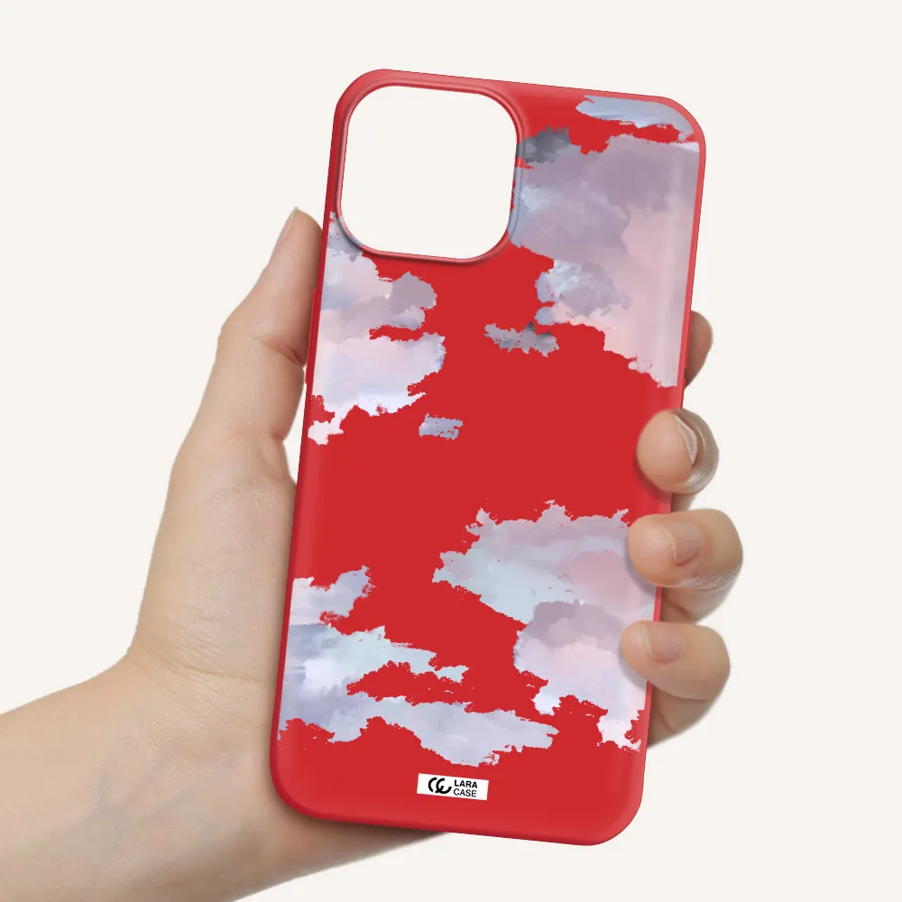 a close-up of a cloud Apple iPhone 13 mini Silicone Imperial Red Case
