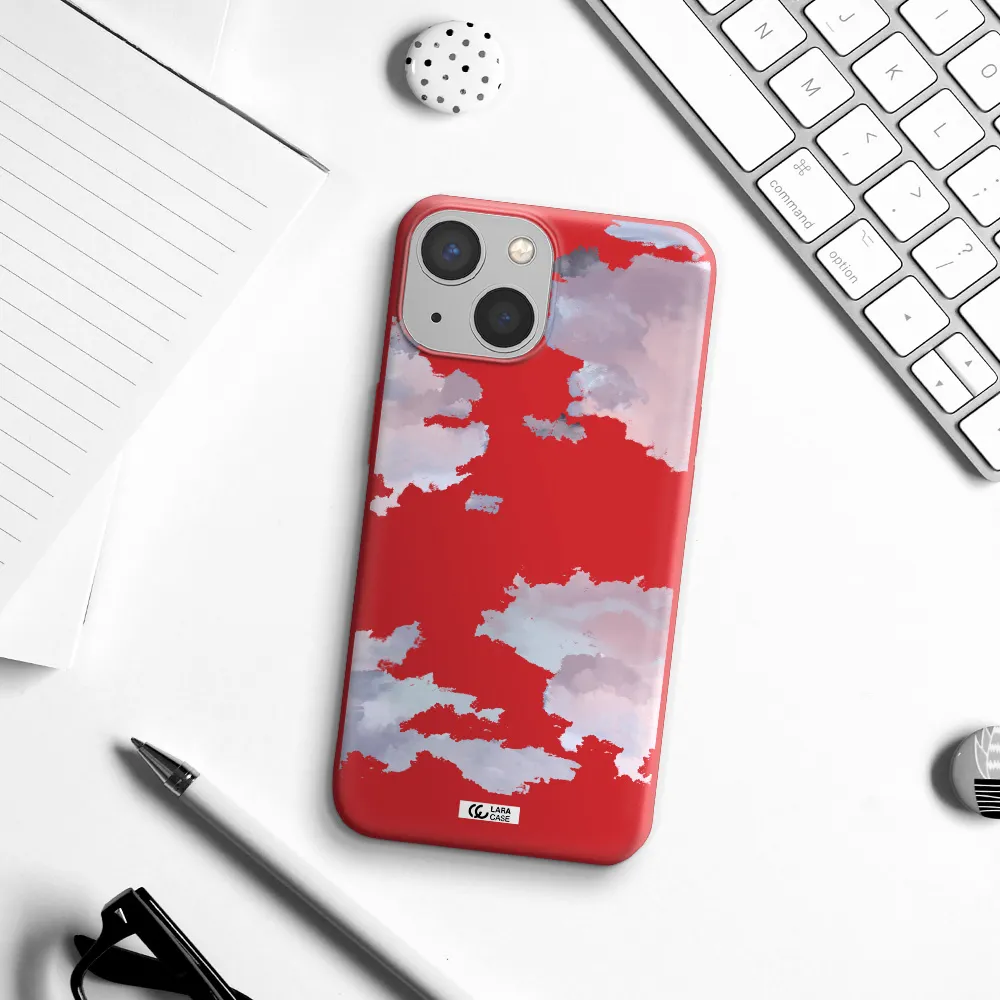 a close-up of a cloud Apple iPhone 13 mini Silicone Imperial Red Case