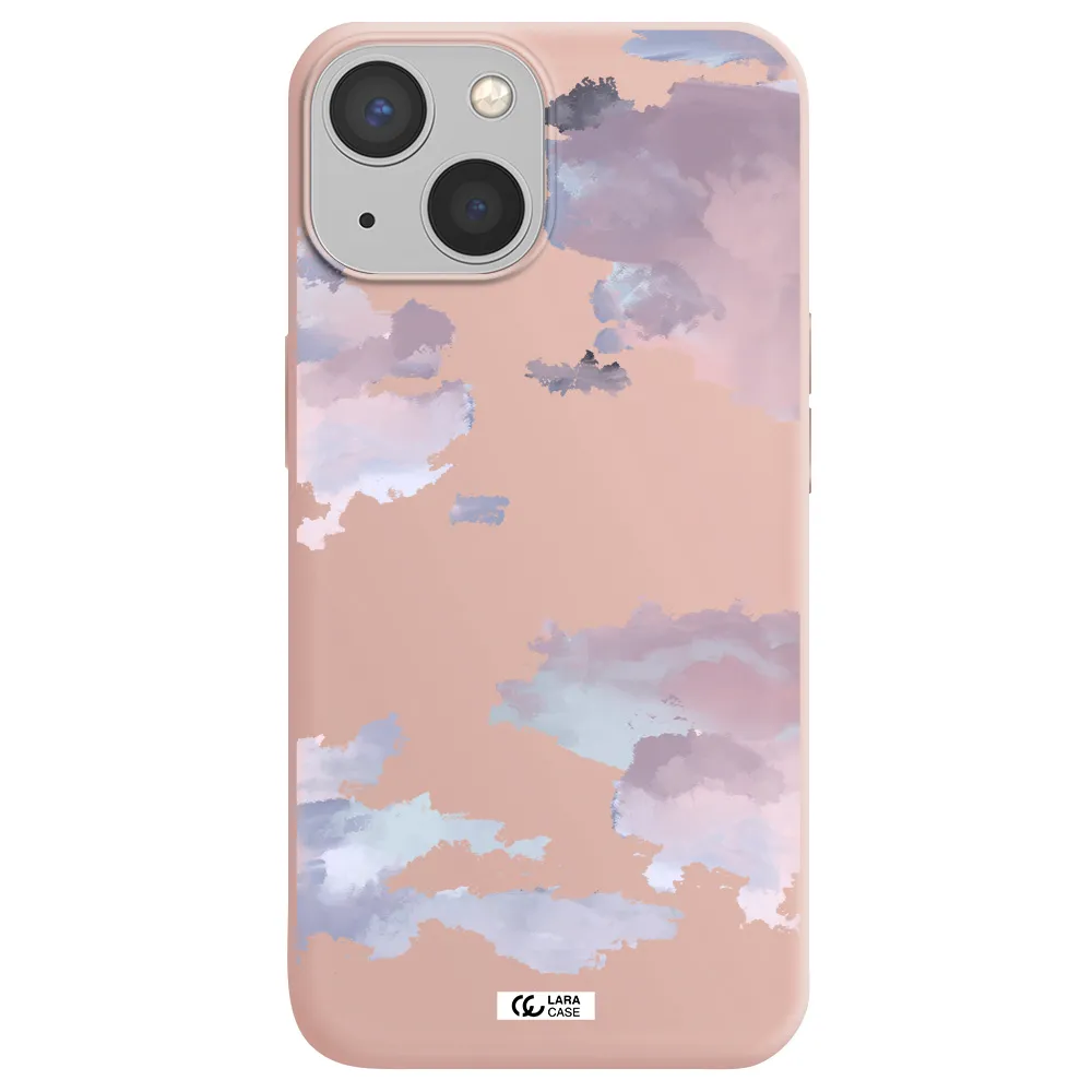 a close-up of a cloud Apple iPhone 13 mini Silicone pastel pink Case