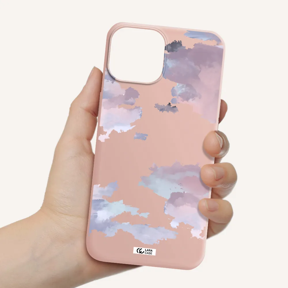 a close-up of a cloud Apple iPhone 13 mini Silicone pastel pink Case