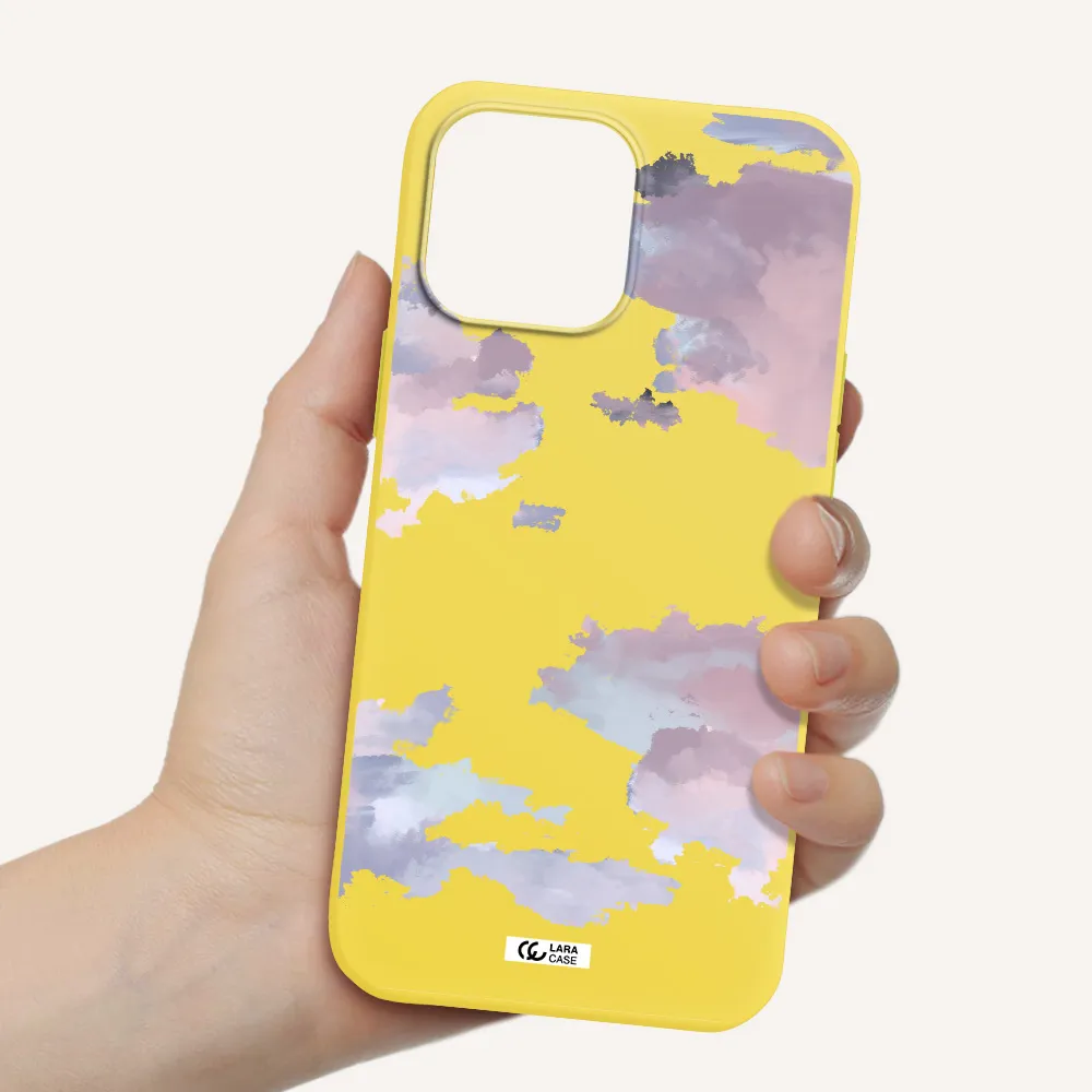 a close-up of a cloud Apple iPhone 13 Pro Max Silicone canary yellow Case