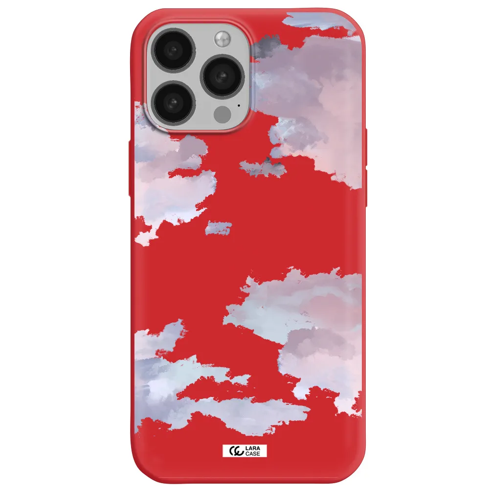 a close-up of a cloud Apple iPhone 13 Pro Silicone Imperial Red Case