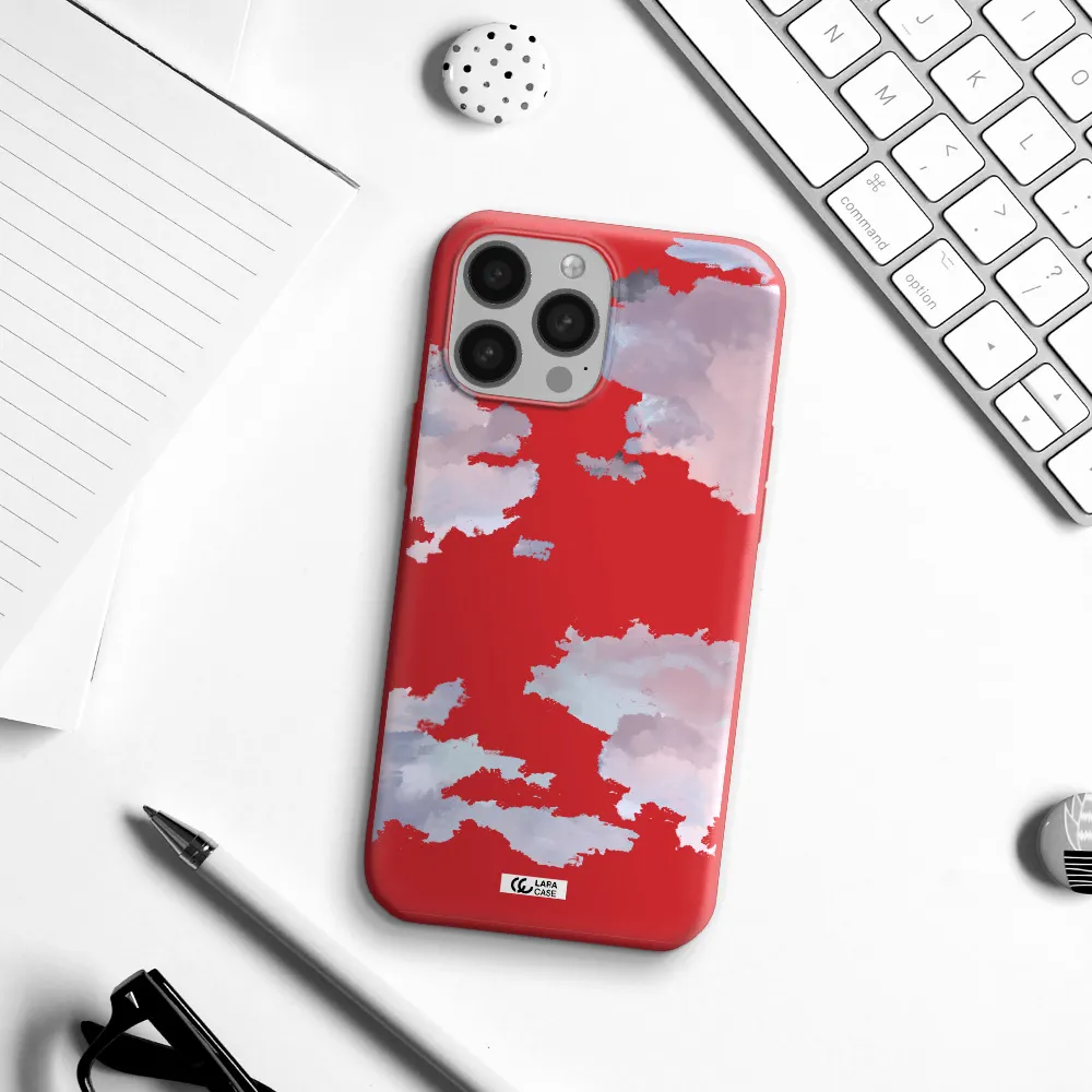 a close-up of a cloud Apple iPhone 13 Pro Silicone Imperial Red Case