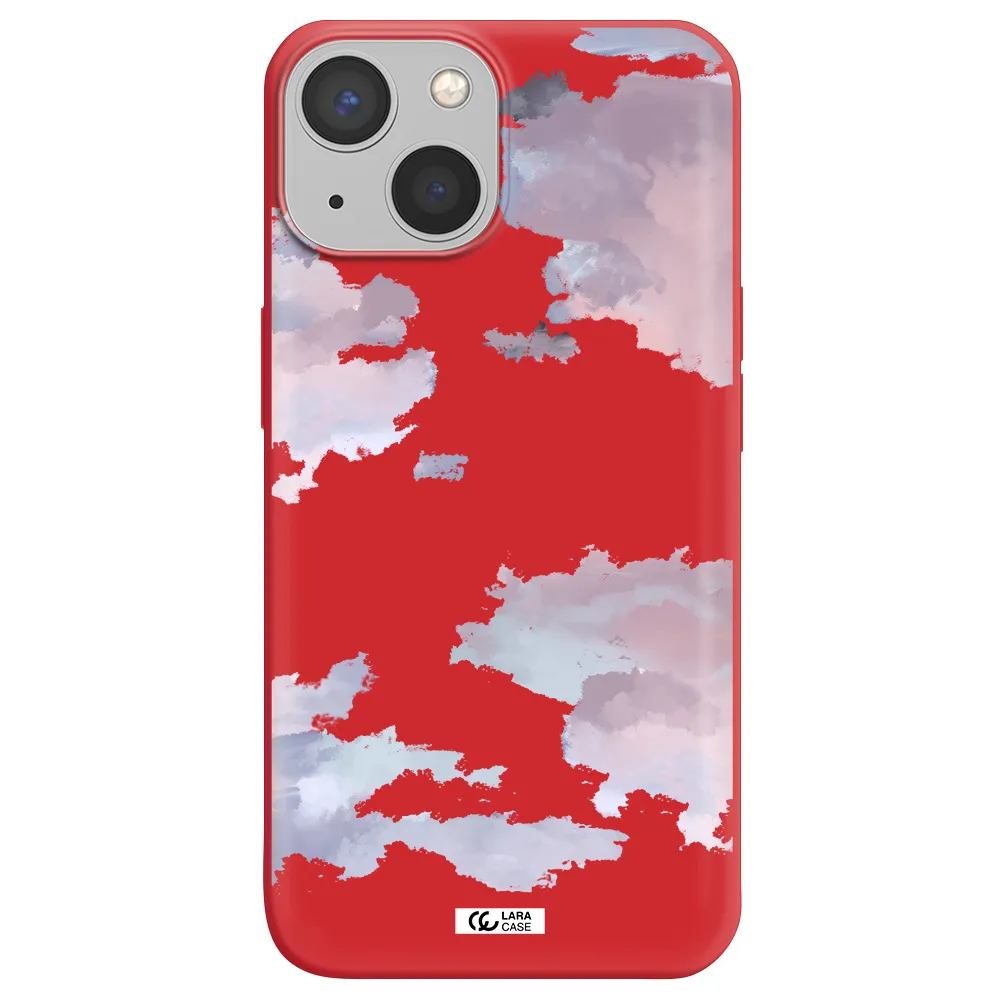 a close-up of a cloud Apple iPhone 13 Silicone Imperial Red Case