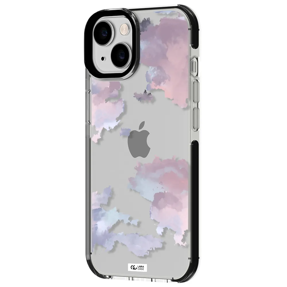 a close-up of a cloud Apple iPhone 14 impact black border Case