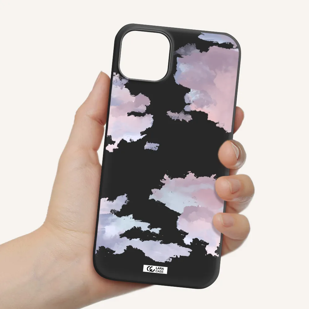 a close-up of a cloud Apple iPhone 14 plus Silicone black Case