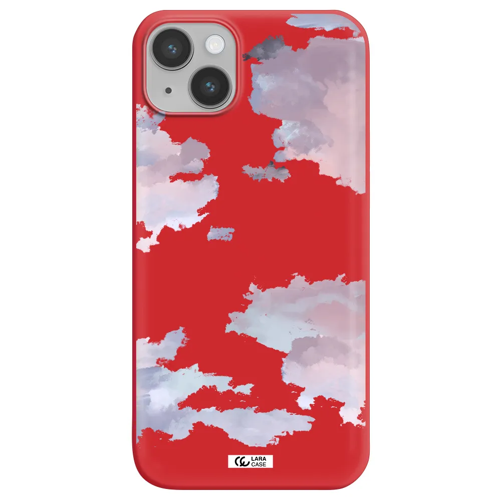 a close-up of a cloud Apple iPhone 14 plus Silicone Imperial Red Case
