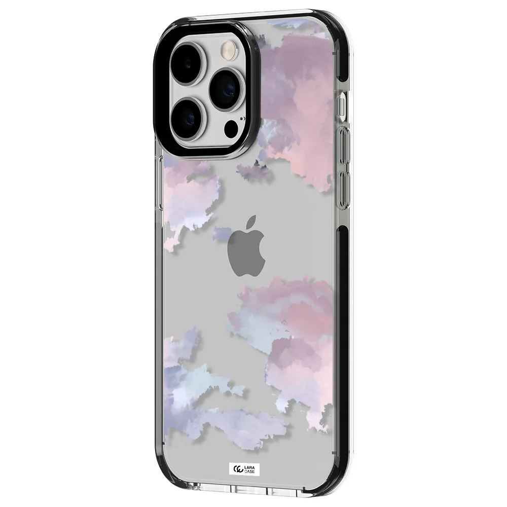 a close-up of a cloud Apple iPhone 14 pro max impact black border Case