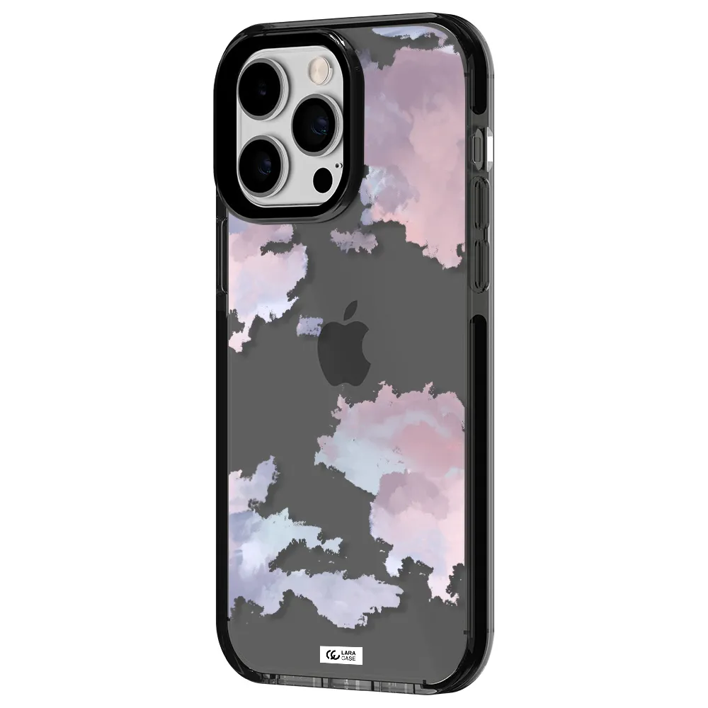 a close-up of a cloud Apple iPhone 14 pro max impact Smoke Black Case