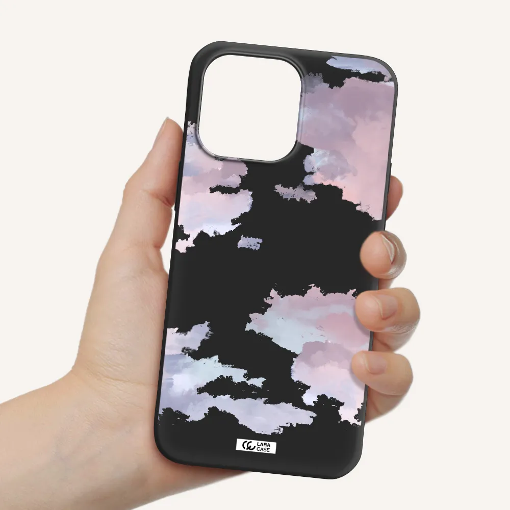 a close-up of a cloud Apple iPhone 14 pro max Silicone black Case