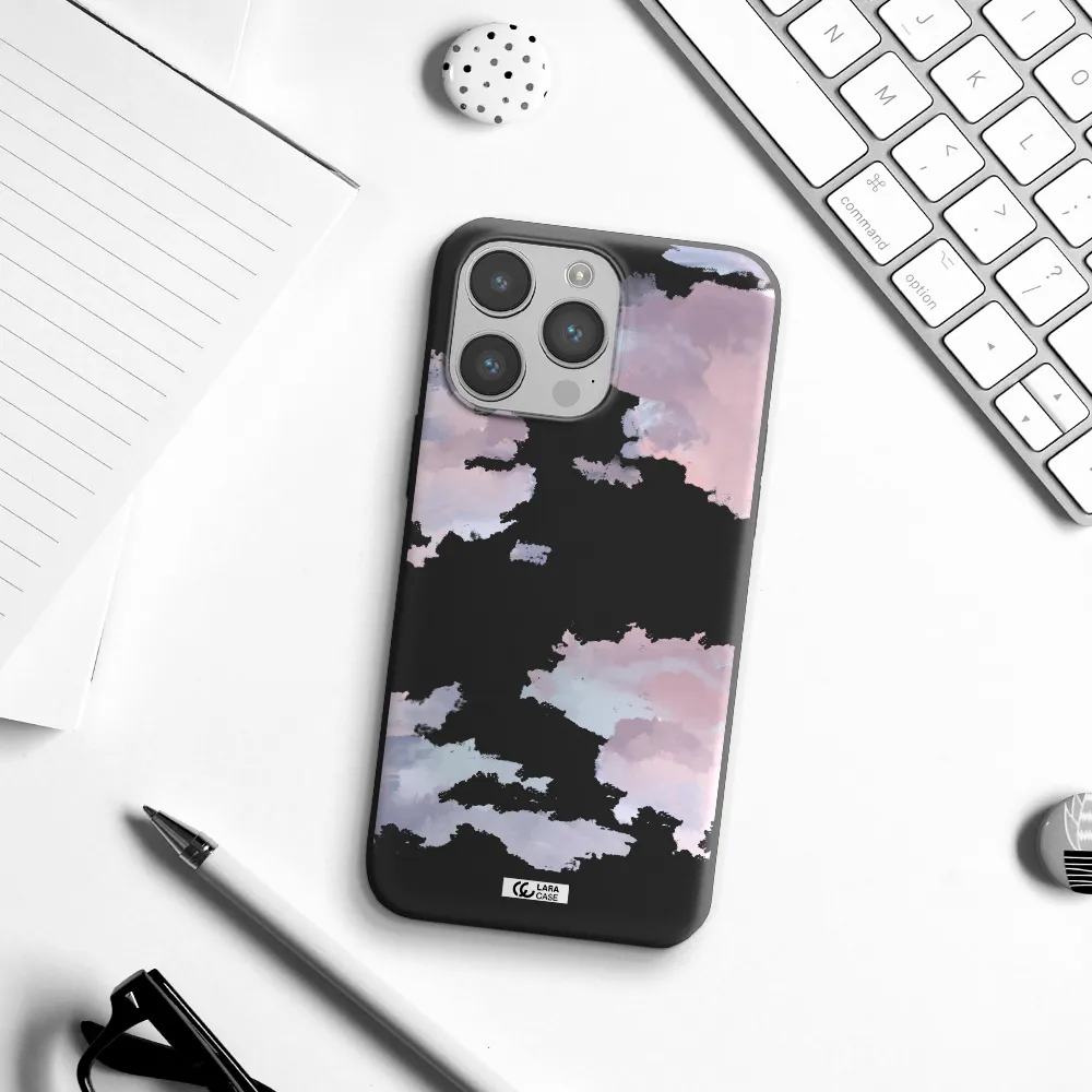 a close-up of a cloud Apple iPhone 14 pro max Silicone black Case