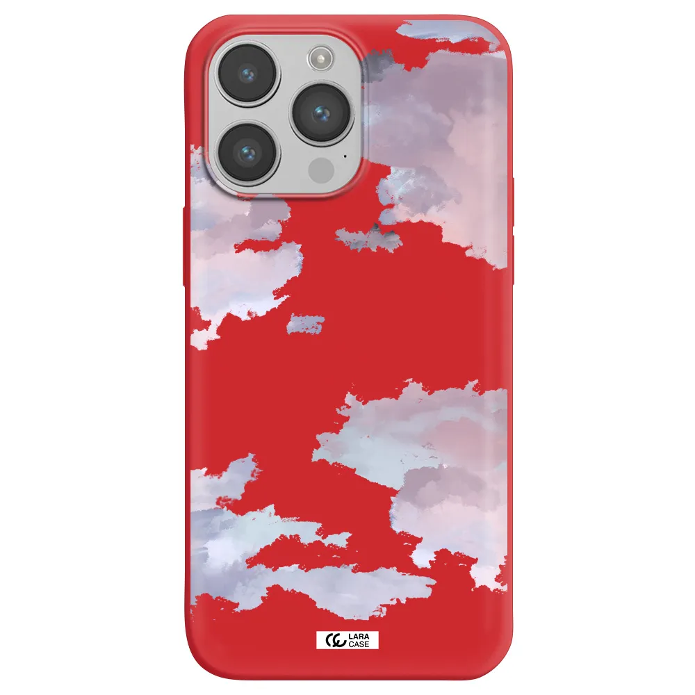a close-up of a cloud Apple iPhone 14 pro max Silicone Imperial Red Case