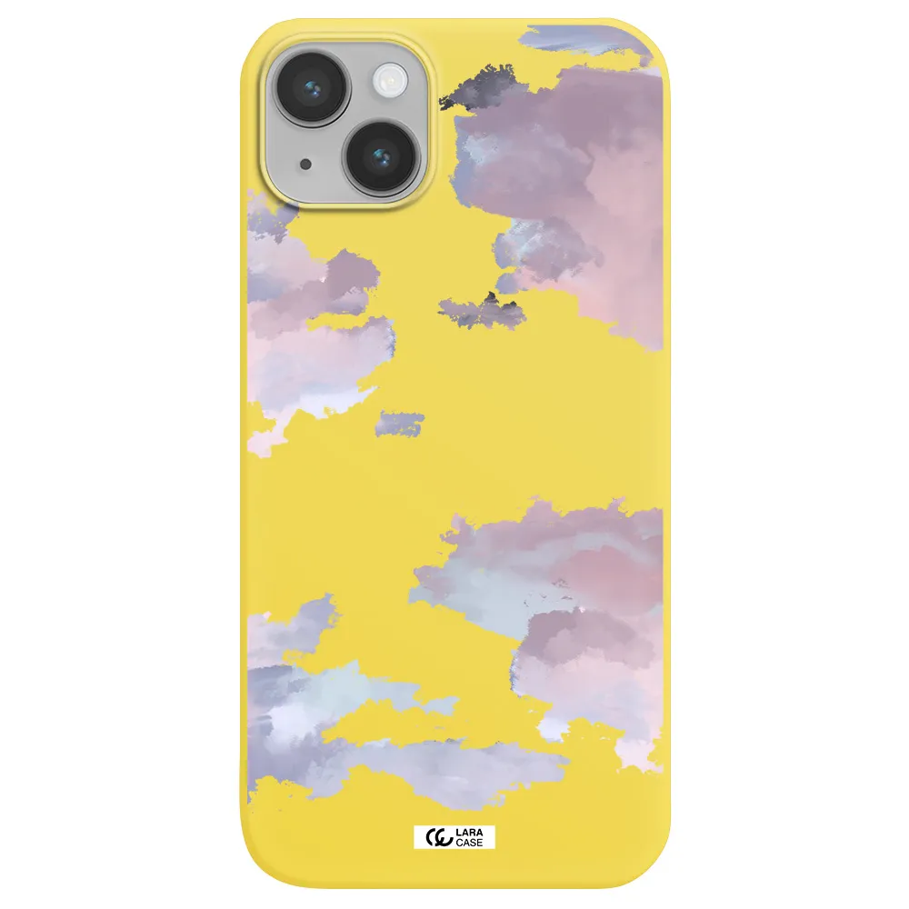 a close-up of a cloud Apple iPhone 14 Silicone canary yellow Case