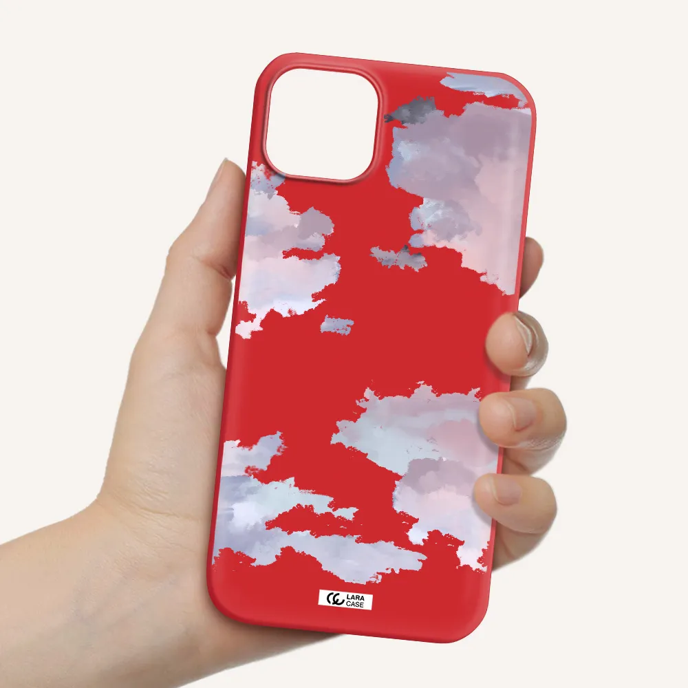 a close-up of a cloud Apple iPhone 14 Silicone Imperial Red Case