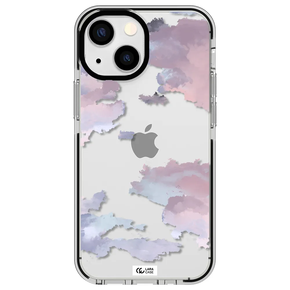 a close-up of a cloud Apple iPhone 15 impact black border Case