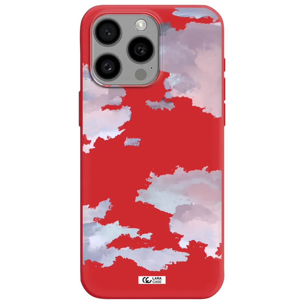 A Close-Up Of A Cloud Apple Iphone 15 Pro Max Silicone Imperial Red Case