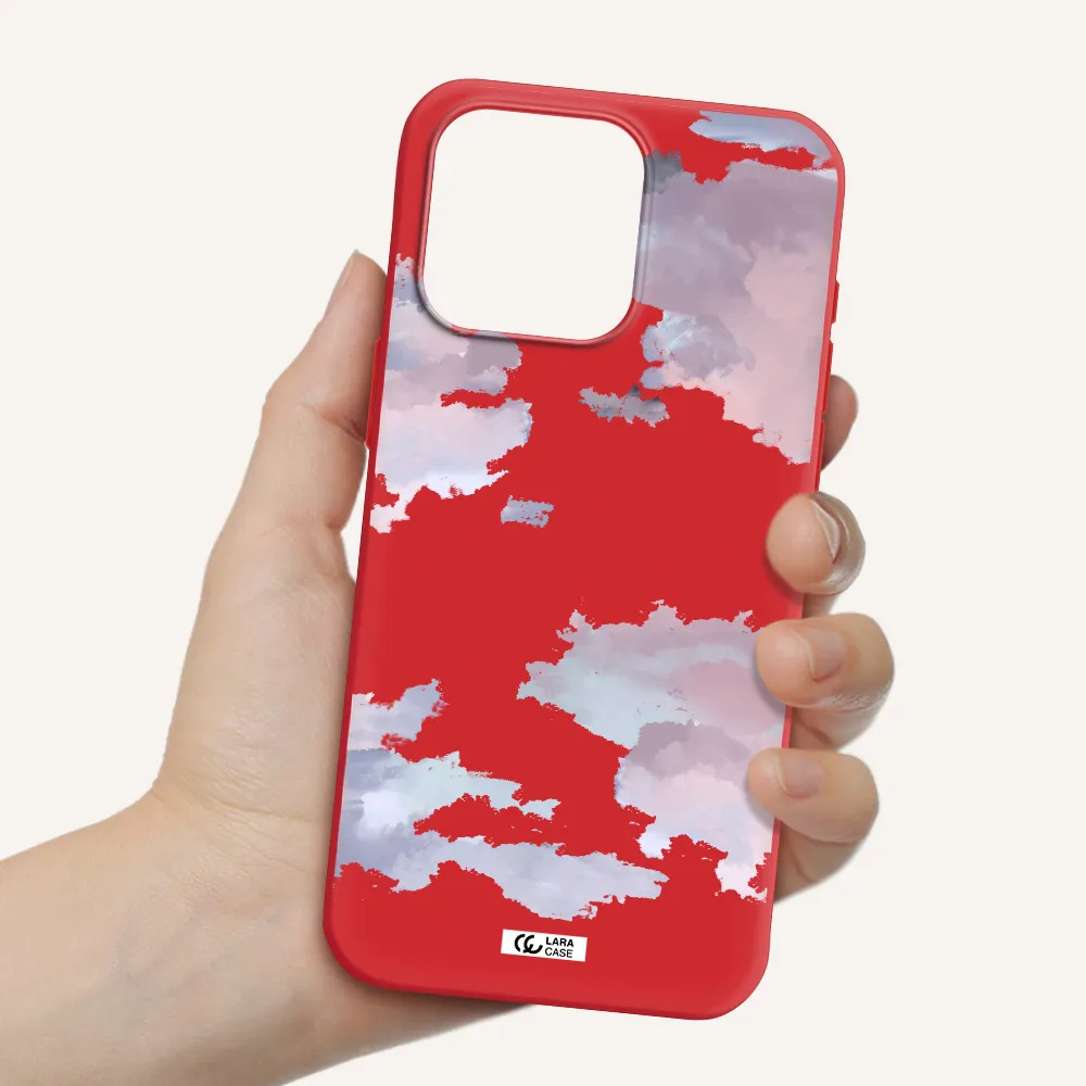A Close-Up Of A Cloud Apple Iphone 15 Pro Max Silicone Imperial Red Case