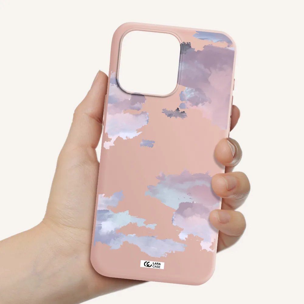 a close-up of a cloud Apple Iphone 15 Pro max Silicone pastel pink Case