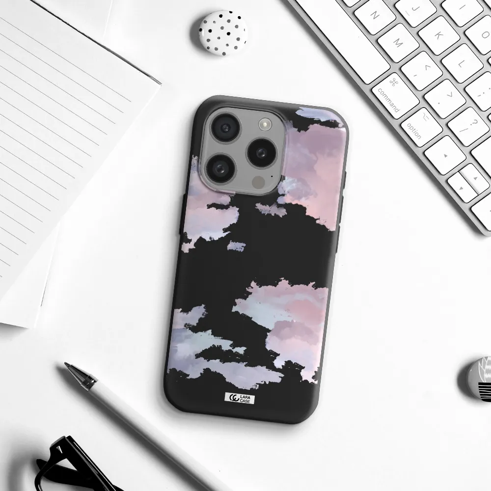 A Close-Up Of A Cloud Apple Iphone 15 Pro Silicone Black Case