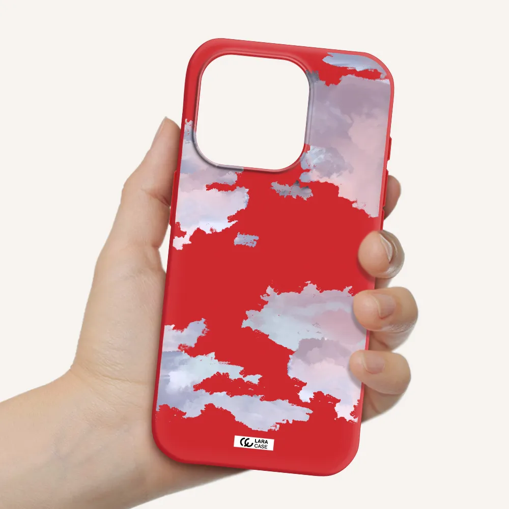 A Close-Up Of A Cloud Apple Iphone 15 Pro Silicone Imperial Red Case