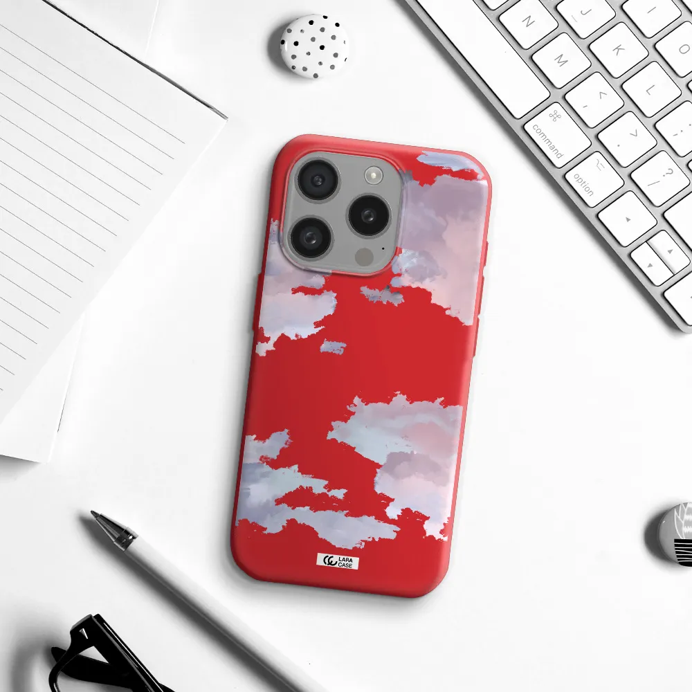 A Close-Up Of A Cloud Apple Iphone 15 Pro Silicone Imperial Red Case