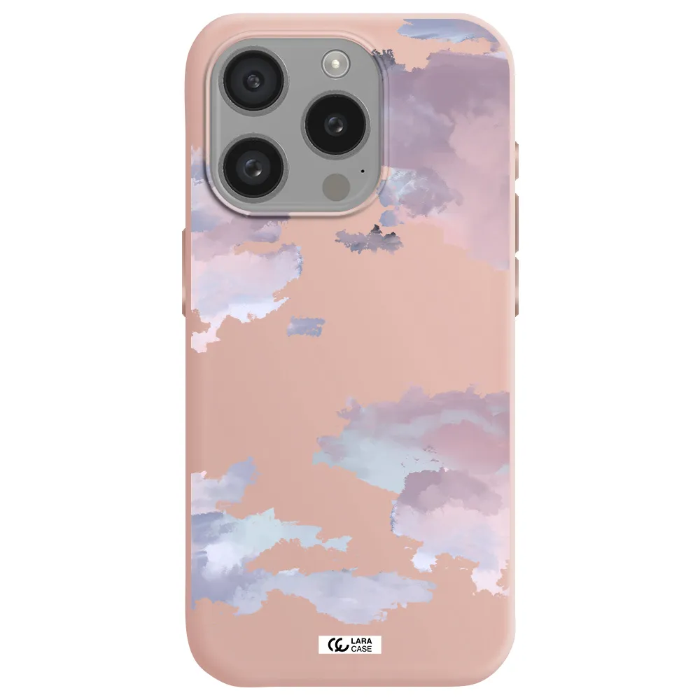 A Close-Up Of A Cloud Apple Iphone 15 Pro Silicone Pastel Pink Case