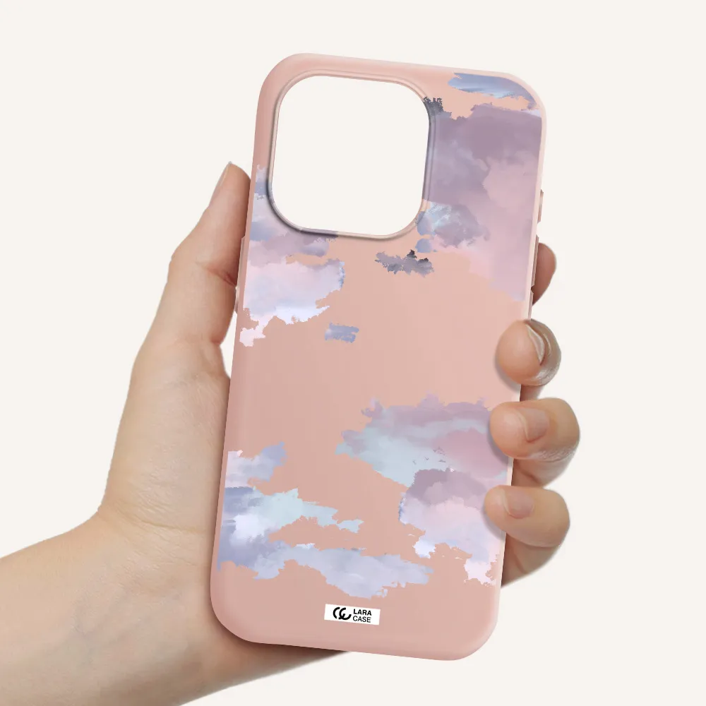 A Close-Up Of A Cloud Apple Iphone 15 Pro Silicone Pastel Pink Case