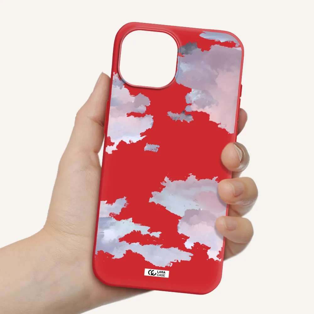 A Close-Up Of A Cloud Apple Iphone 15 Silicone Imperial Red Case