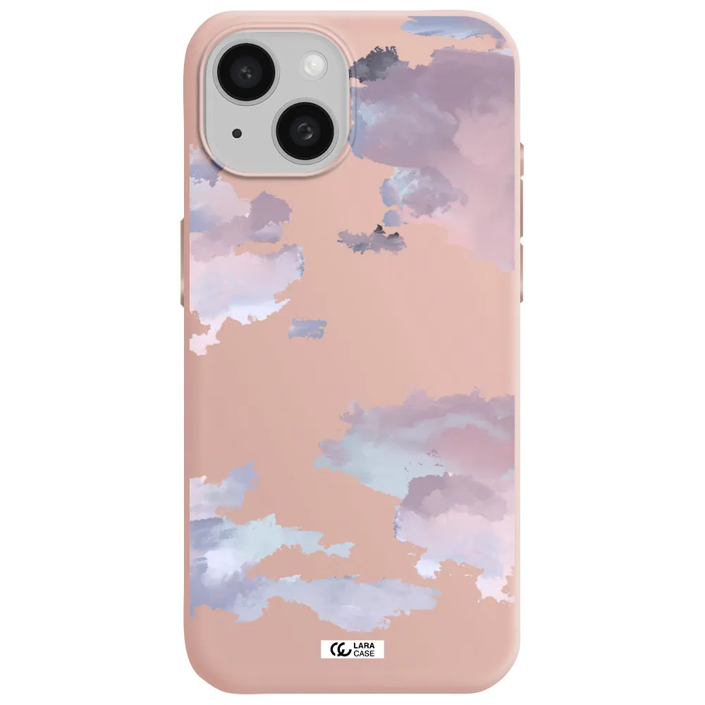 A Close-Up Of A Cloud Apple Iphone 15 Silicone Pastel Pink Case
