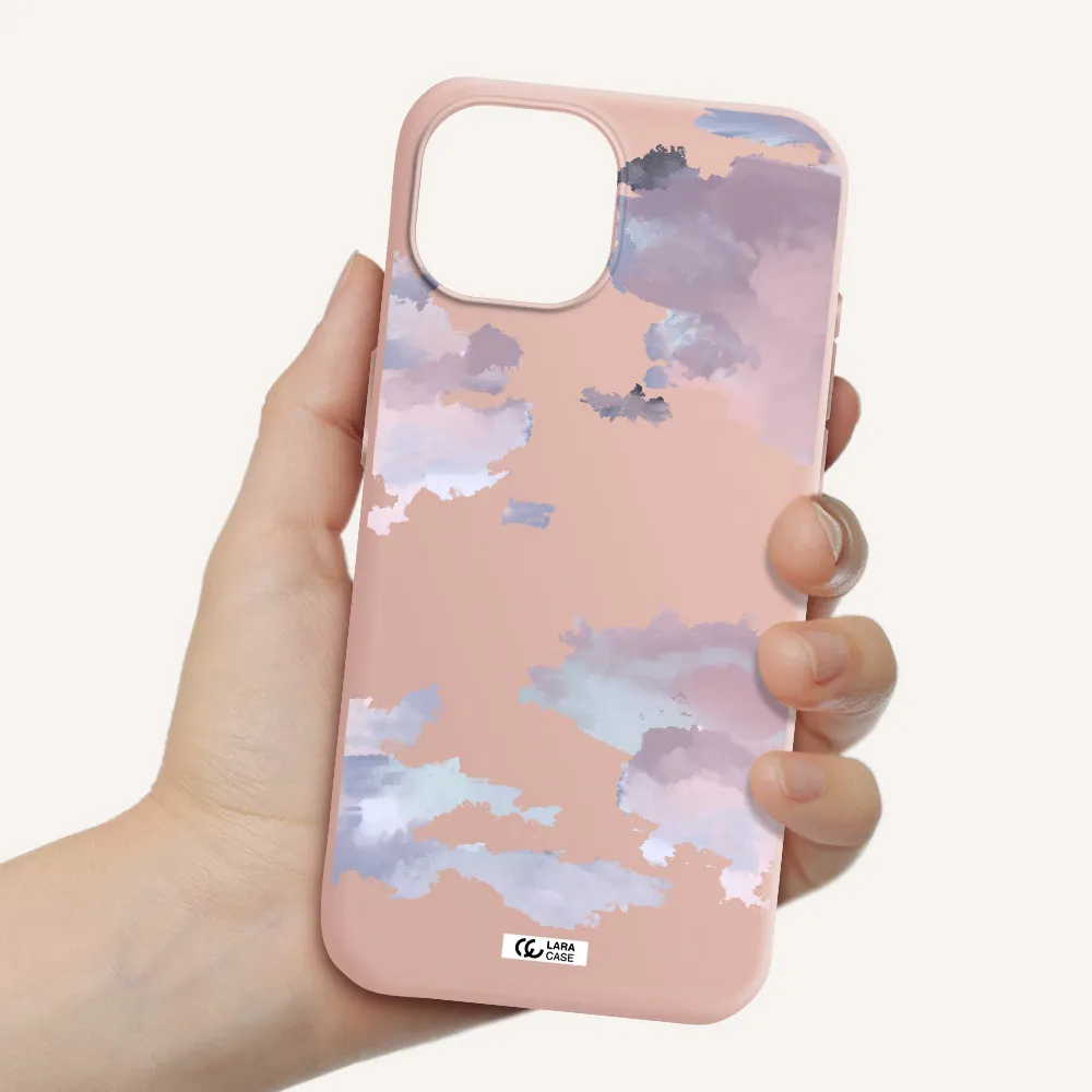 A Close-Up Of A Cloud Apple Iphone 15 Silicone Pastel Pink Case