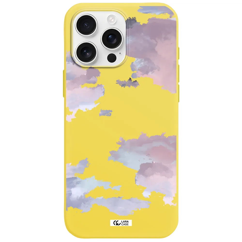 A Close-Up Of A Cloud Apple Iphone 16 Pro Max Silicone Canary Yellow Case