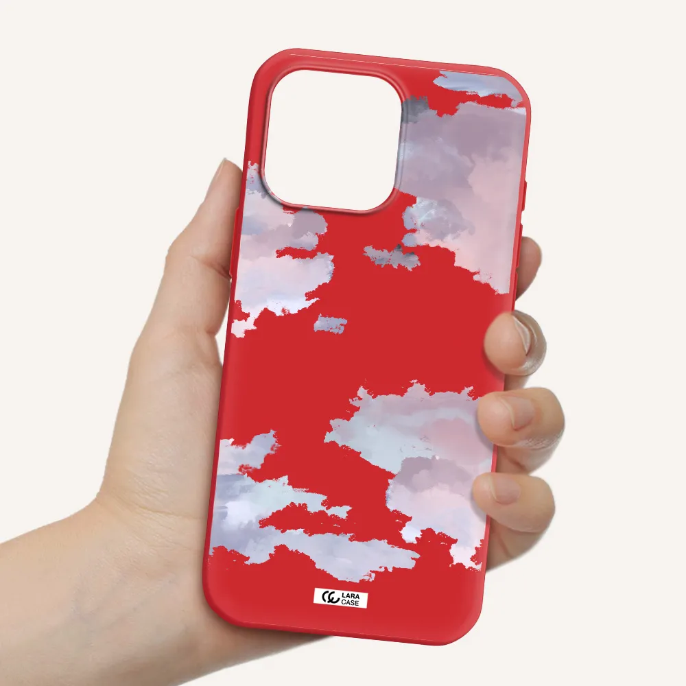 A Close-Up Of A Cloud Apple Iphone 16 Pro Max Silicone Imperial Red Case